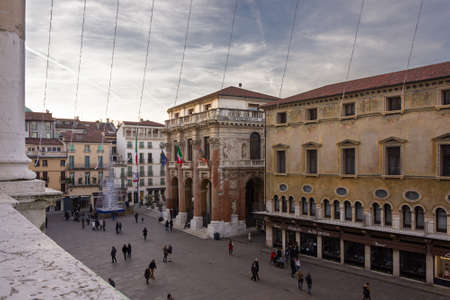 Vicenza, Italy. December 26, 2016: The Palazzo del Capitaniato, also known as the loggia del Capitaniato or loggia Bernarda, is a palace by Andrea Palladio overlooking the central Piazza dei Signori in Vicenza, opposite the Palladian Basilica, currently tのeditorial素材