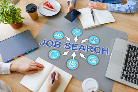 Job search HR Human resources headhunting employment business concept on flat lay.の写真素材