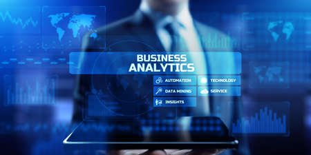 Business analytics big data analysis technology concept on VR screen.の写真素材