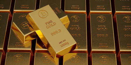 Gold bars. Stock exchange and banking concept. 3D rendered illustration.