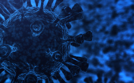 Coronavirus covid-19 under the microscope. 3D rendered illustration.