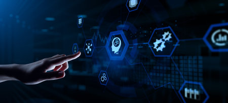 Machine learning AI Artificial intelligence neural network technology concept.