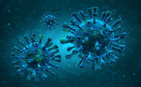 under the microscope. Science epidemic infection concept. 3D rendered illustration.の写真素材