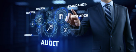 Audit Auditor Financial service compliance concept on screen.