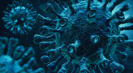 virus  under the microscope. Science epidemic infection concept. 3D rendered illustrationの写真素材