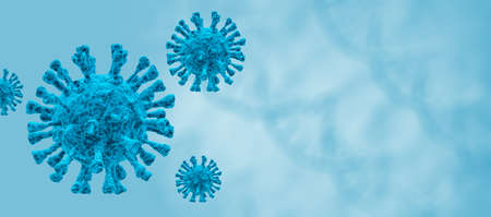 Coronavirus covid-19 under the microscope. Science epidemic infection concept. 3D rendered illustrationの写真素材
