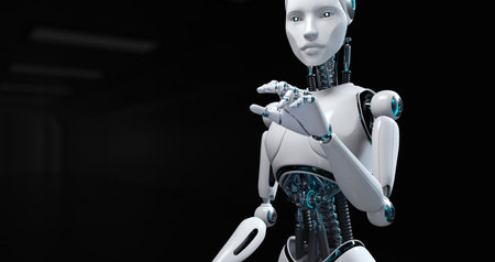 Robot Cyborg 3d render. AI artificial intelligence machine learningの写真素材