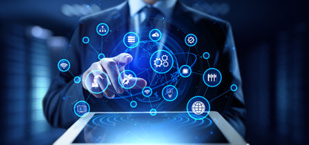 Automation business process RPA innovation technology concept on virtual screen