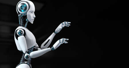 Robot Cyborg 3d render. AI artificial intelligence machine learningの写真素材