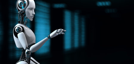 Robot Cyborg 3d render. AI artificial intelligence machine learning.の写真素材