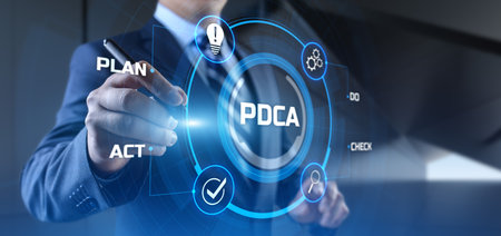 PDCA Plan Do Act Check Business technology concept.の写真素材