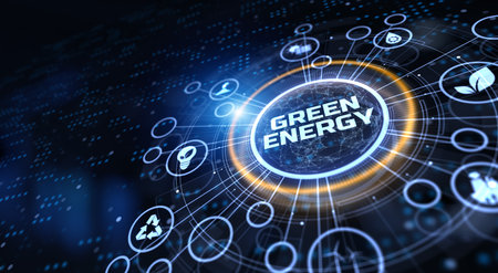 Green energy renewable eco friendly technology concept on virtual screen.の写真素材