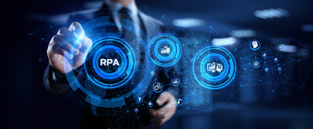 RPA Robotic process automation business process optimization innovation technology concept.の写真素材
