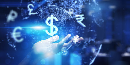 Digital Dollar and Global Currency Exchange Business and finance concept.の写真素材