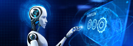 AI-Powered Workflow Automation Business and Technology concept. 3d render.