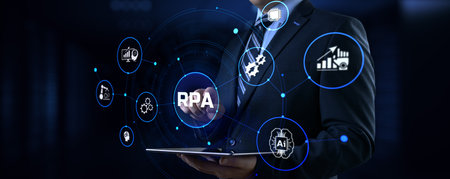 RPA Robotic process automation business process optimization innovation technology concept.の写真素材