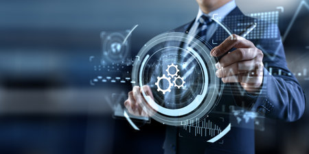 Business Process Automation and Workflow Optimization Concept with Digital Interface.の写真素材