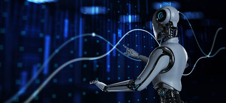 AI-Driven Financial Analytics and Data Visualization in Modern Technology. 3d render.