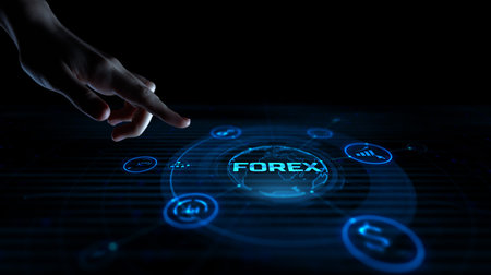 FOREX Currency Exchange and Global Financial Trading Strategies Illustrated on a Digital Interface.