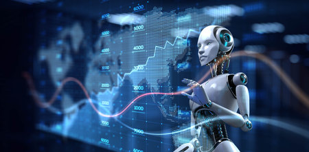 AI-Driven Global Economic Analysis with Advanced Visualization. 3d render.
