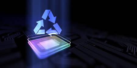 Recycle Promoting Environmental Sustainability and Waste Reduction Illustrated on a Processor,...