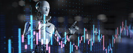 Artificial Intelligence in Data Analytics and Trend Forecasting. 3d render.