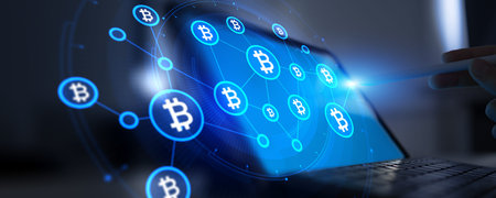 Blockchain and Cryptocurrency Network Connections for Digital Transactions.