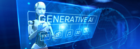 Generative AI in Digital Content Creation and Automation technology concept. 3d render.の写真素材