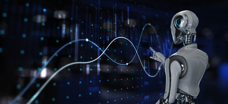 AI-Driven Financial Analytics and Data Visualization in Modern Technology. 3d render.