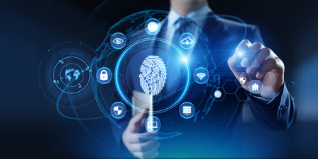 Biometric Security Access and Digital Identity Interface on Virtual Screen.