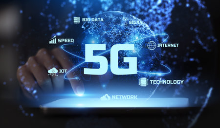 5G Network and High-Speed Wireless Communication Technology Illustrated on a Digital Interface.