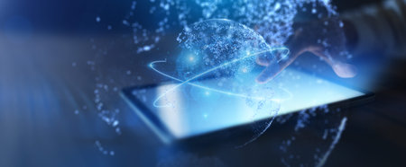 Global Digital Network Background Template for Business and Technology Concept.