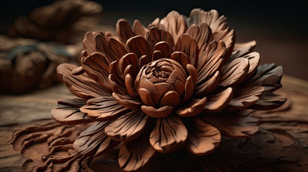 Pine cone on a wooden table, close-up, macroの素材