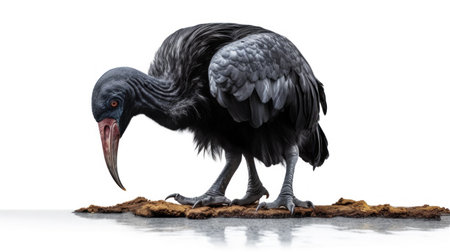 rare bird on the ground isolated on white background 3d illustrationの素材