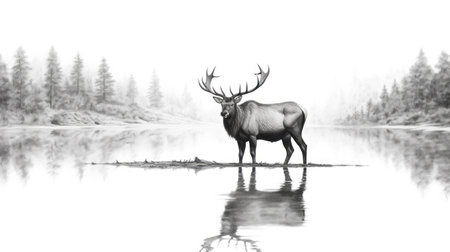Bull Elk (Cervus elaphus) in Yellowstone National Parkの素材