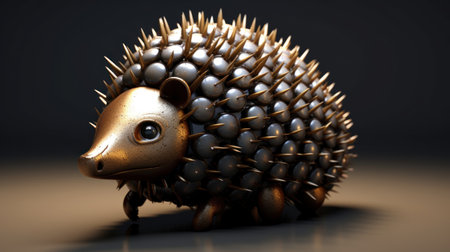 hedgehog with spikes on a dark background. 3d illustrationの素材
