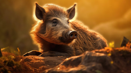 Portrait of a wild boar (Sus scrofa)の素材