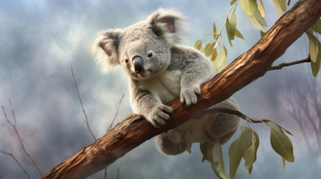 Koala bear on eucalyptus tree in Australia.の素材
