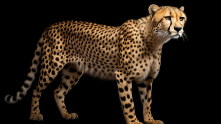 3D digital render of a cheetah isolated on black backgroundの素材