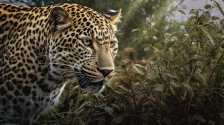 Leopard in the wild, Panthera pardus, big catの素材
