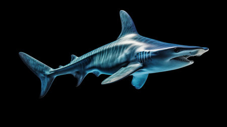 3d rendered illustration of a shark isolated on a black background.の素材
