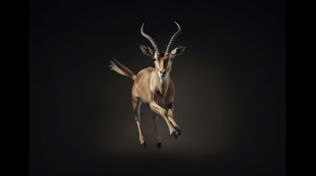 Impala running on a dark background. 3d rendering image.の素材