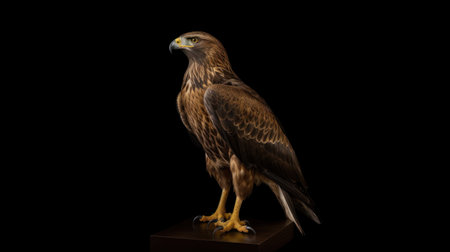 Bird of prey Golden Eagle isolated on black background, 3d illustrationの素材