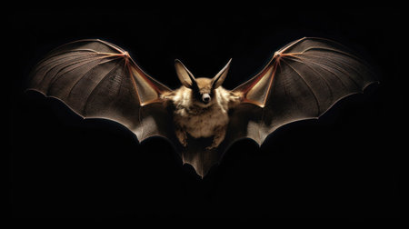 Halloween bat flying on a black background. 3d rendering.の素材