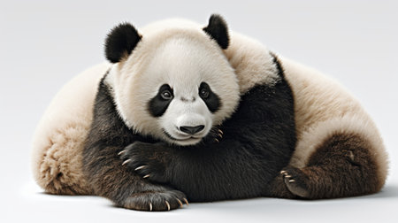 A giant panda isolated on a white background. 3d rendering.の素材