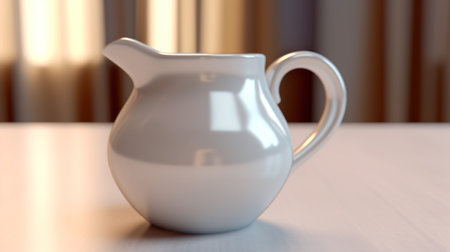 White jug on the table. 3d rendering, 3d illustration.の素材