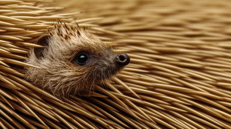 hedgehog on a brown background. macro. close-upの素材