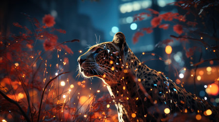 A pixelated digital forest with holographic wildlife UHD wallpaperの素材