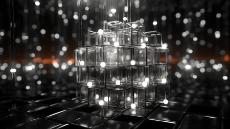 Abstract 3D geometry illuminated by black and white .UHD wallpaperの素材