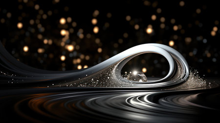 Abstract 3D waves of black and white neon creating.UHD wallpaperの素材